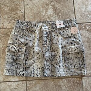 Snake Print Mini Skirt - Gray